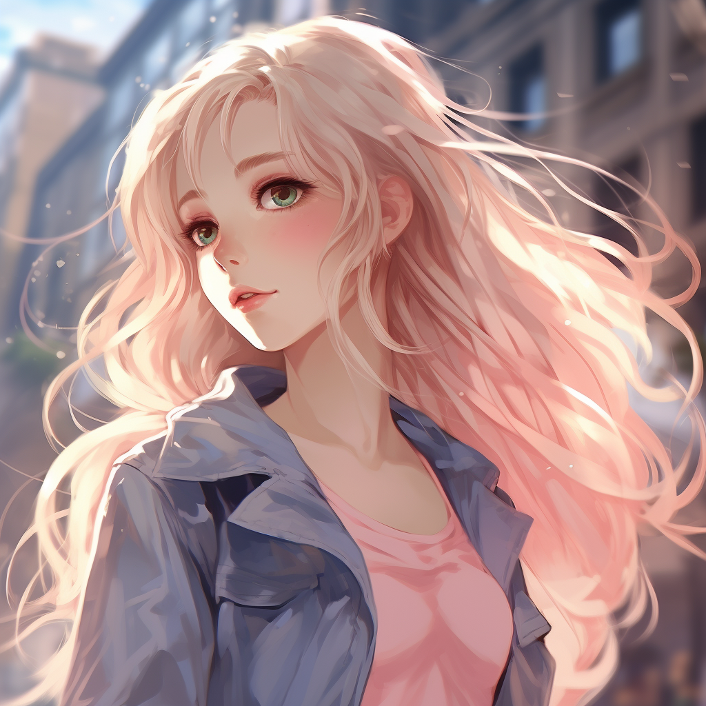 Anime girl with flowing hair and expressive eyes