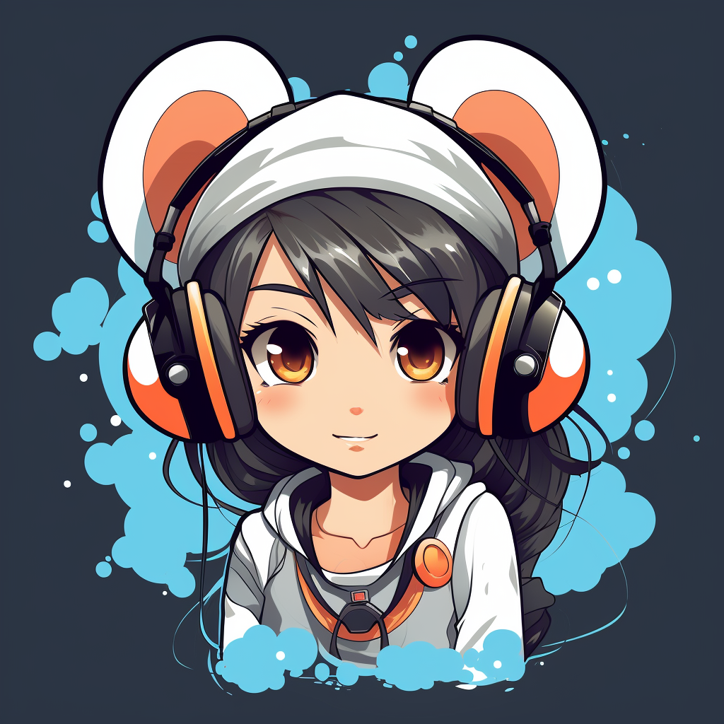 Vector logo of an anime girl with mouse and headset