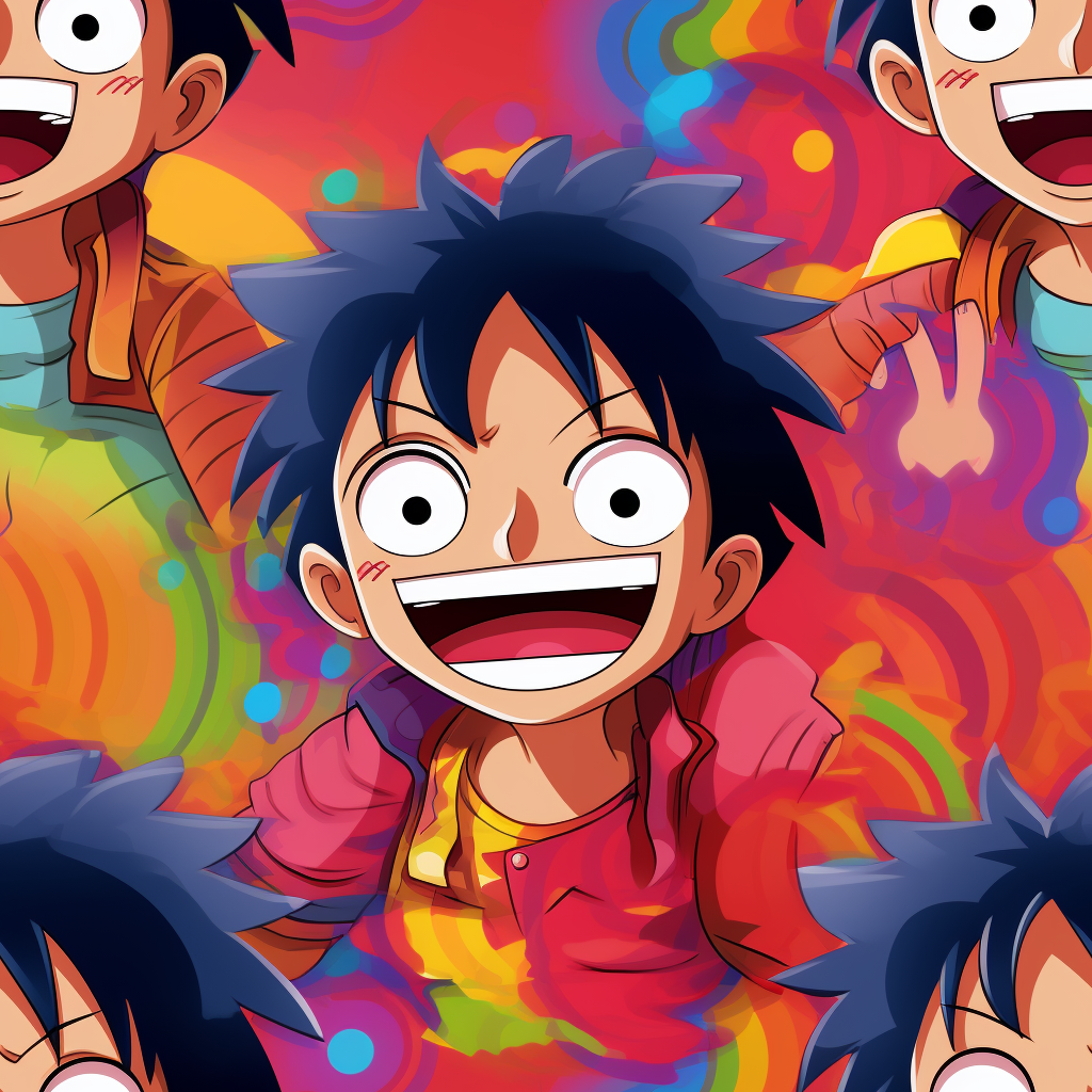 Anime Luffy making funny faces