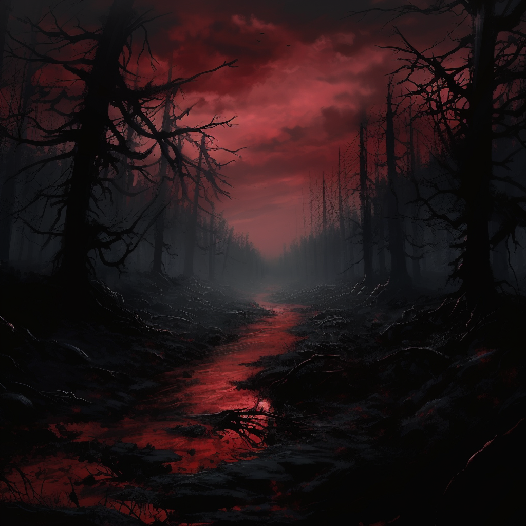 Eerie anime scenery with spooky atmosphere