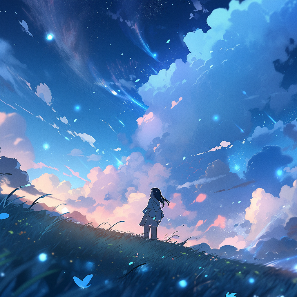 Beautiful anime sky with vibrant colors