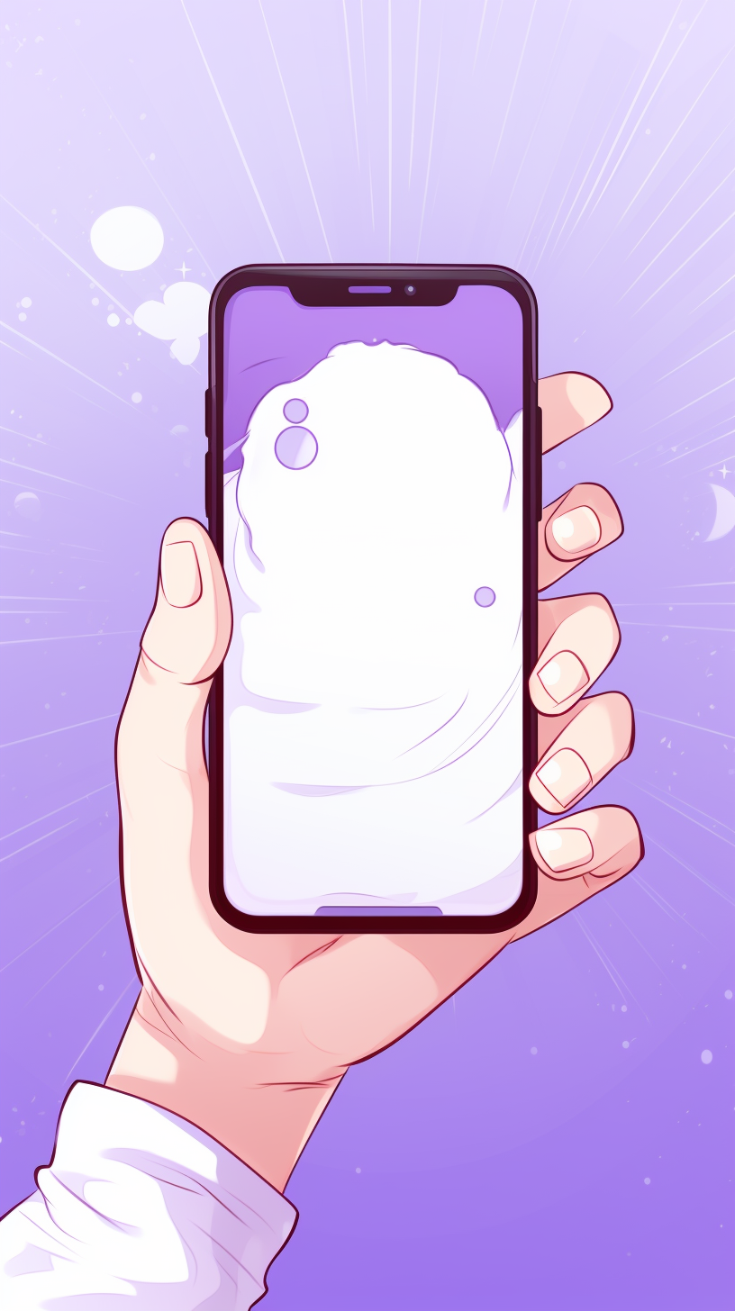 Illustration of anime smartphone with multiple choice question