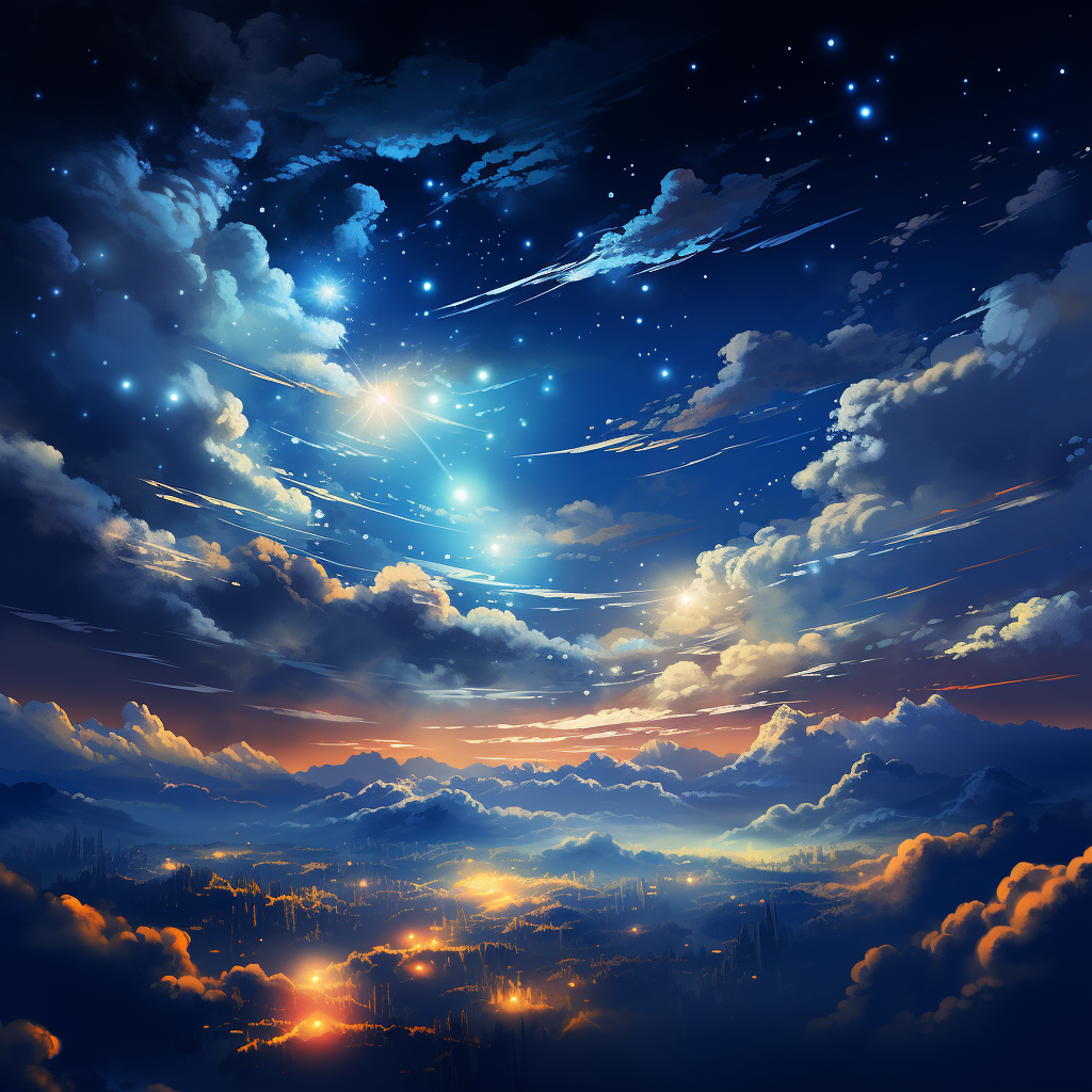 Beautiful anime-style starry night sky