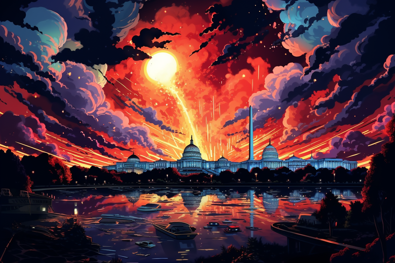 Washington D.C. anime cityscape