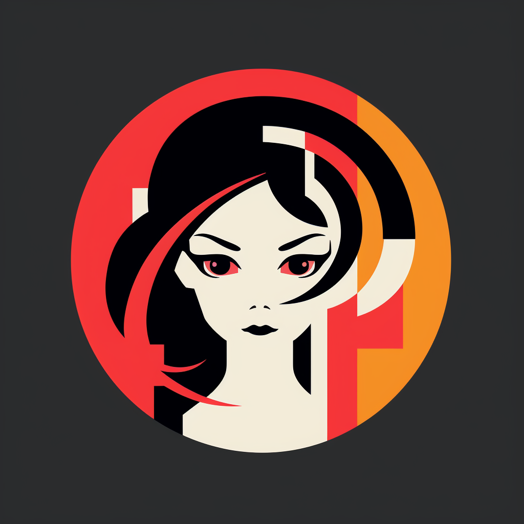 Anime woman's head logo by Paul Rand