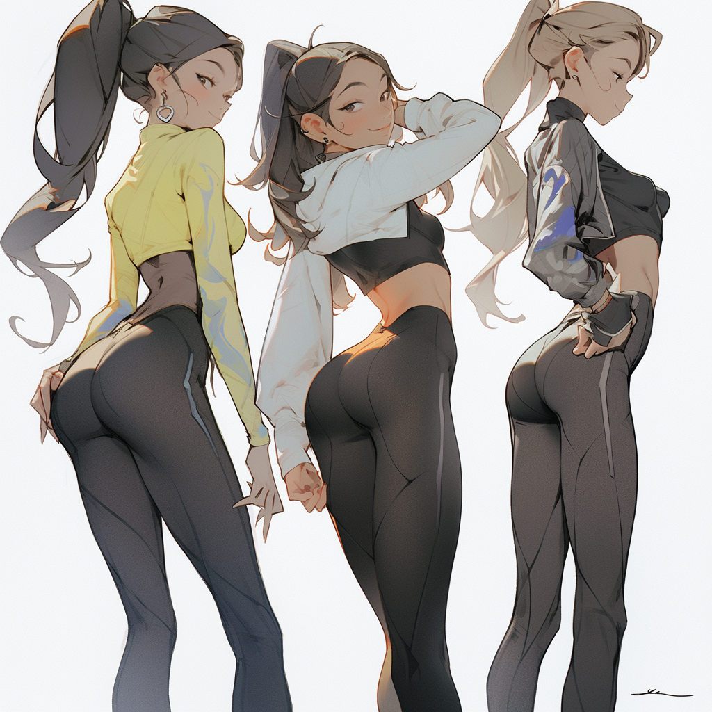 Three young women in expressive anime artwork