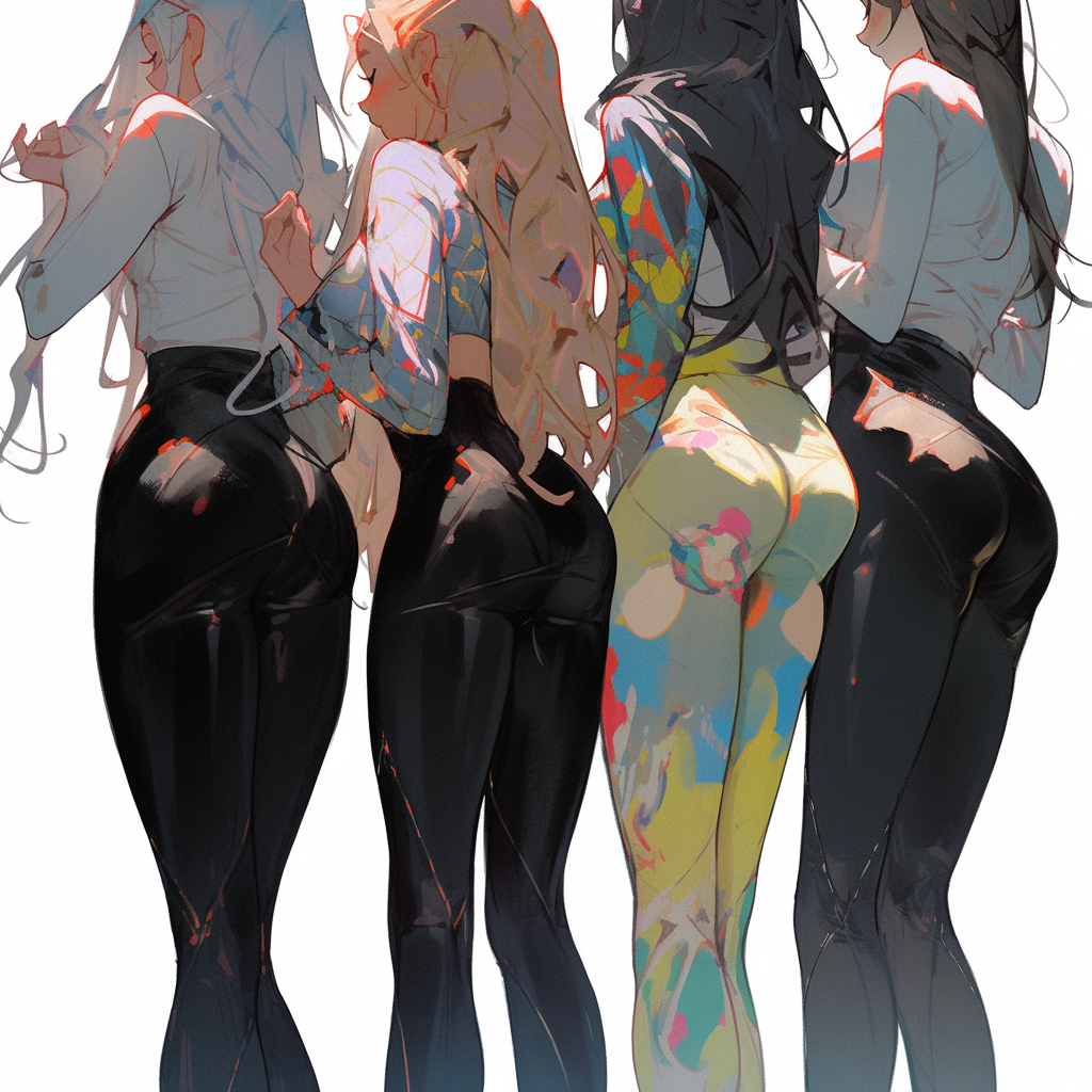 Group of Young Women in Leggings with Soft Light