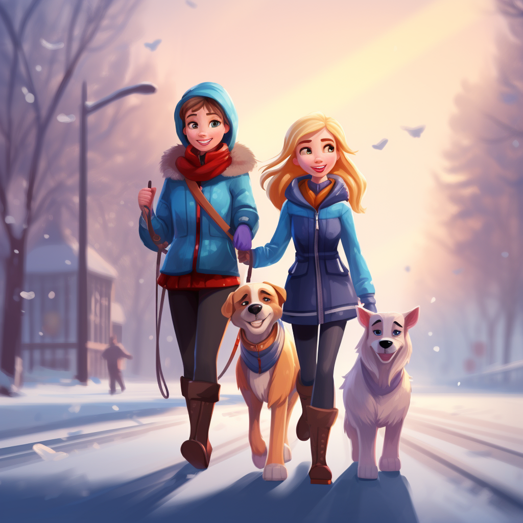 Anna, Elsa, and Chase Walking Together