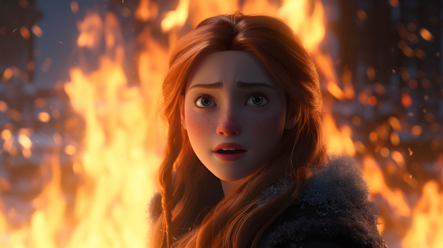 Anna from Frozen Hidden in Flames