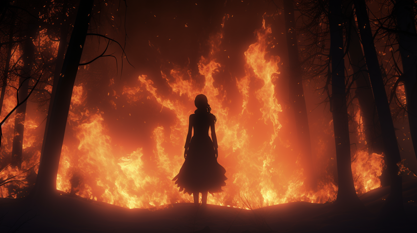 Anna Frozen Silhouette Burning Forest