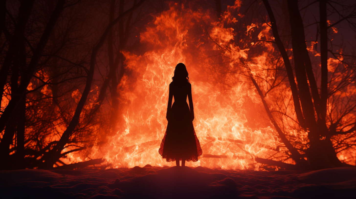 Anna Frozen Silhouette Burning Forest