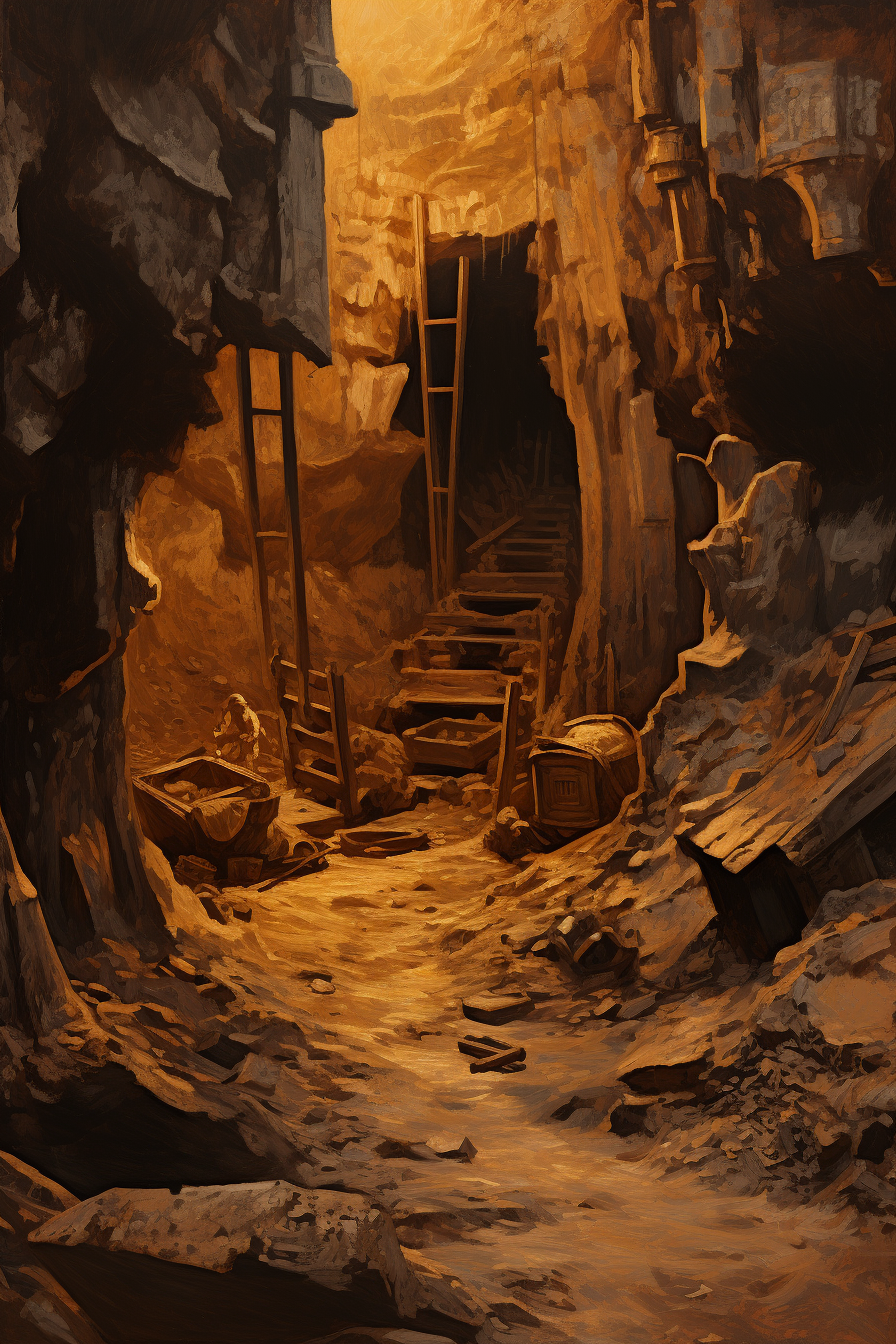 Detailed gold mine painting by Anselmo Ballester