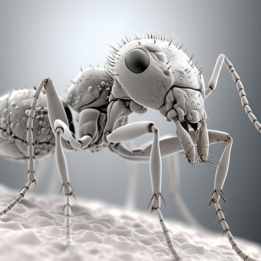 Close-up view of an ant captured with electron microscope