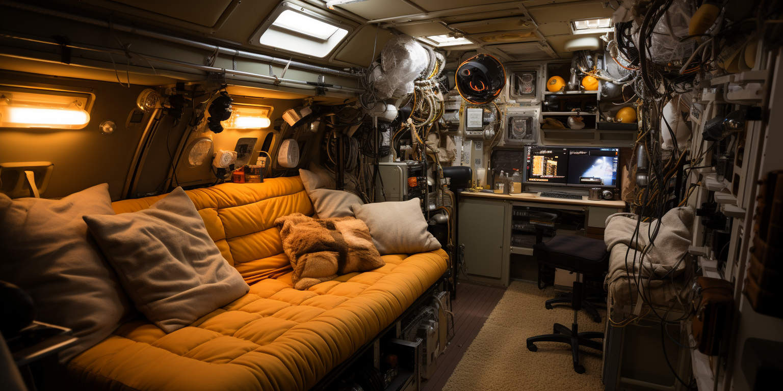 Cramped living area in Antartica research station