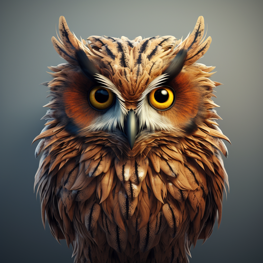 Beautiful anthropomorphic female brown owl