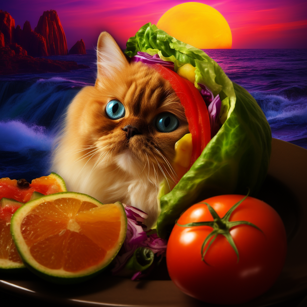 Cute Persian Cat Enjoying a Fish Taco