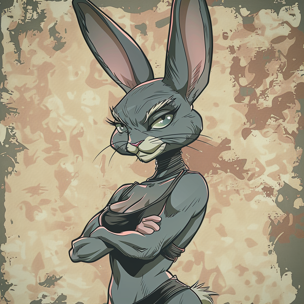 Sensual anthropomorphic rabbit pose