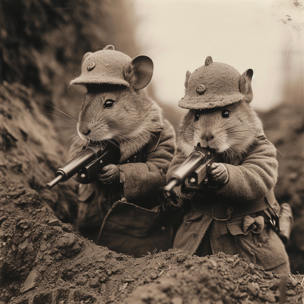 Rodent Soldiers in Trenches