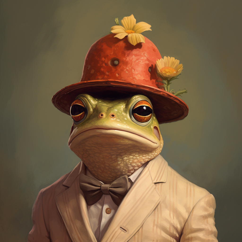 Anthropomorphic Toad wearing a fancy hat