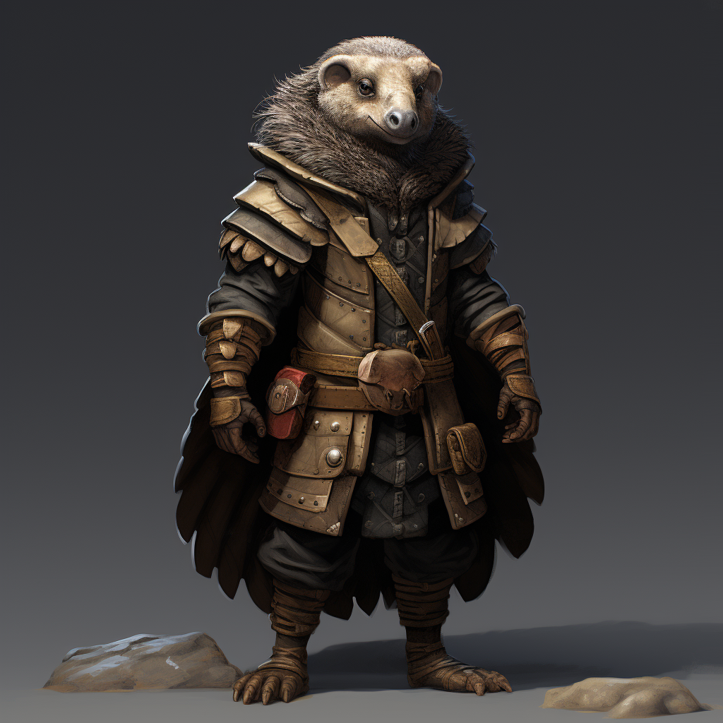 Adventurous pangolin ranger exploring the wilderness