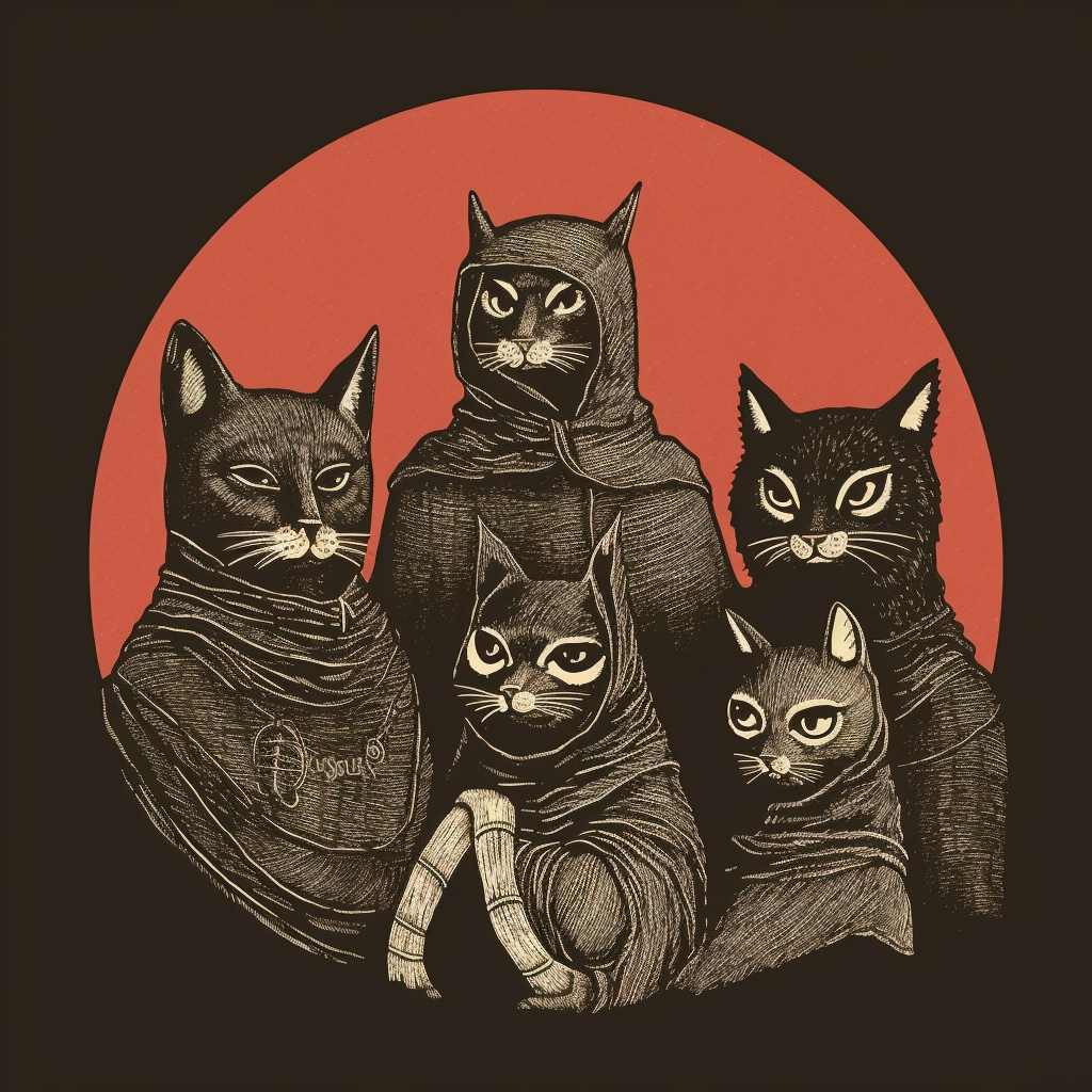 Antifa logo with cats by Edward Gorey