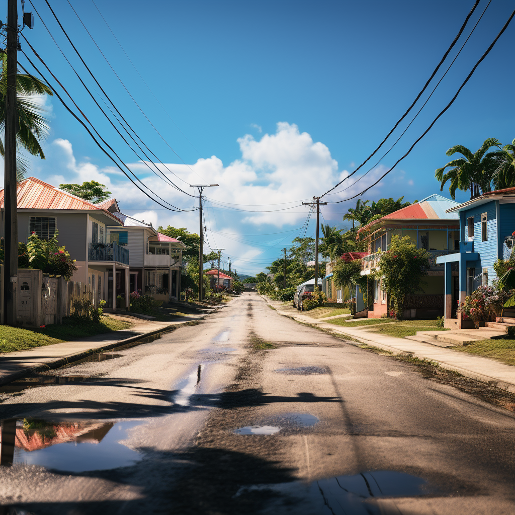 Antigua and Barbuda's Stereotypical Neighborhood Photograph (6 words)