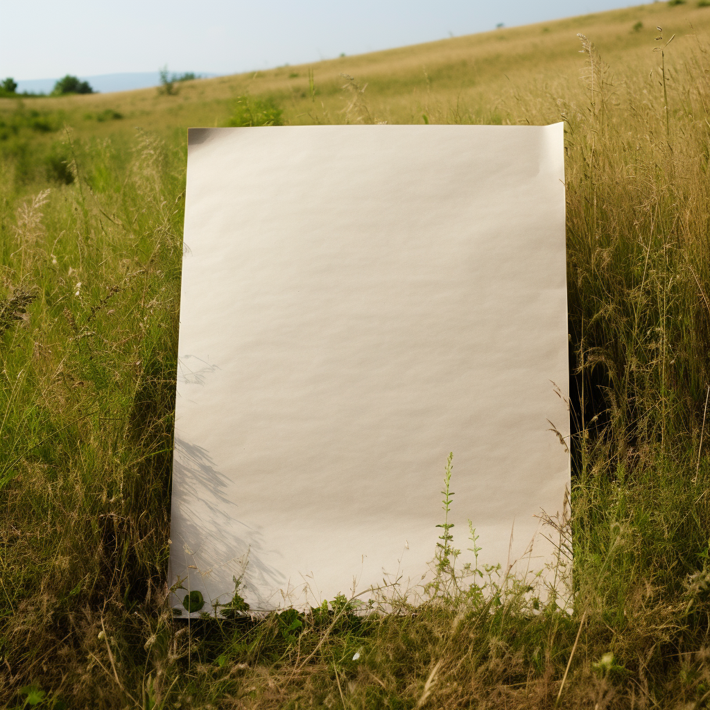 Antique blank paper in pastoral field