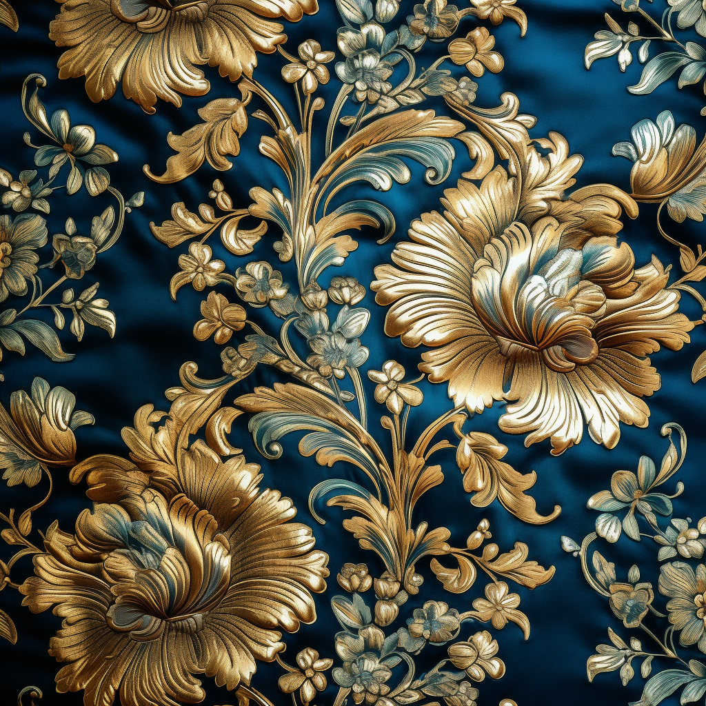 Ornate antique brocade pattern with metallic accents