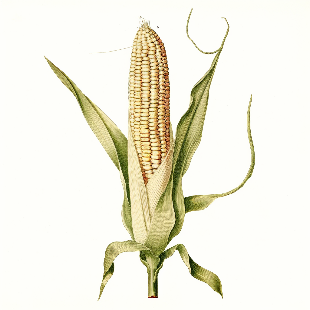 Vintage corn illustration on white background