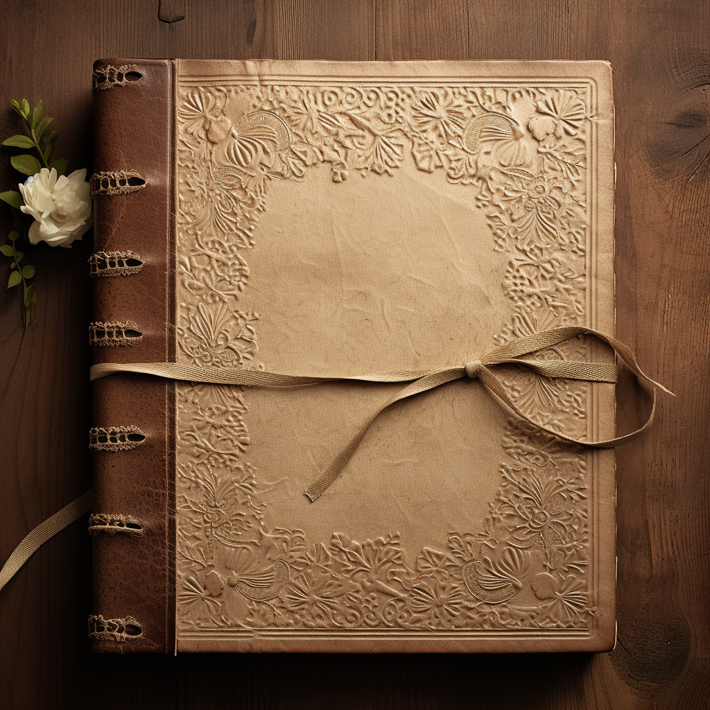 Antique Leather Book with Floral Borders