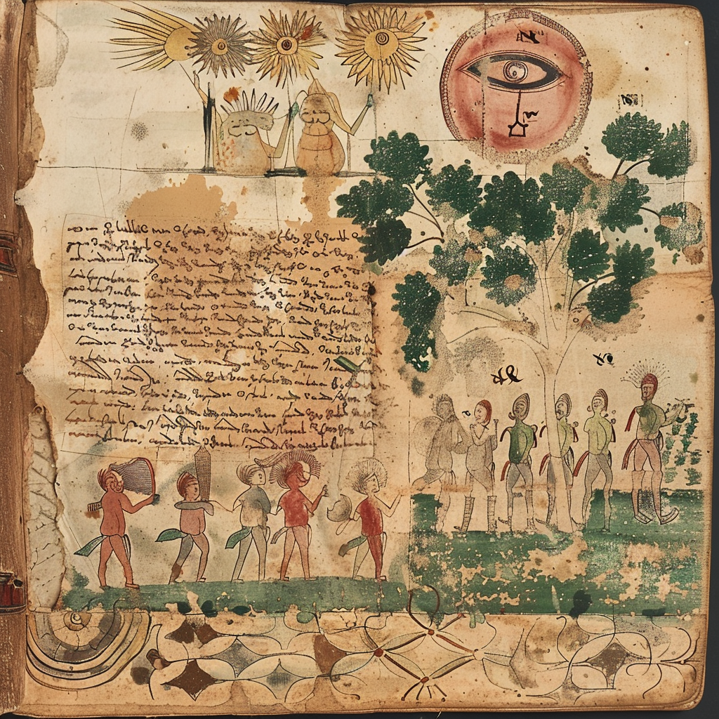 Ancient manuscript with artistic designs