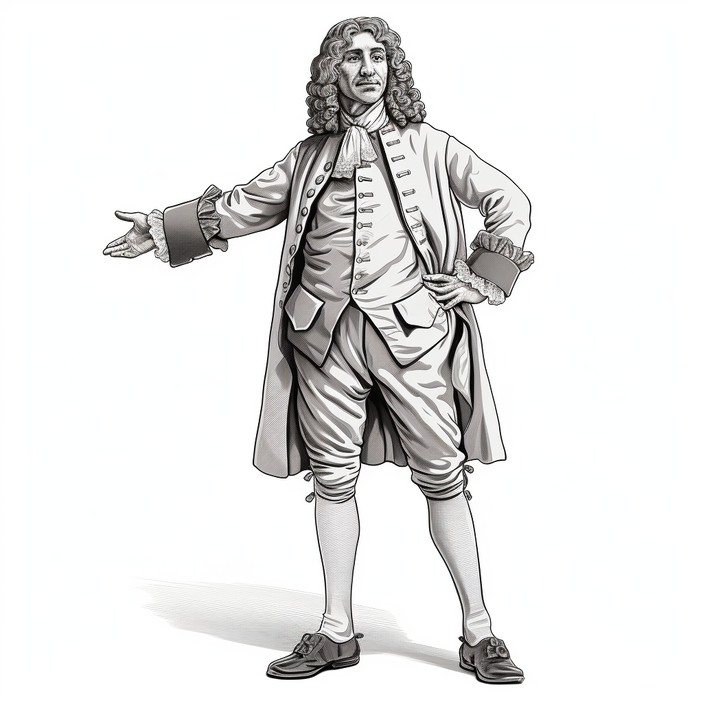 Antonie van Leeuwenhoek in Line Art