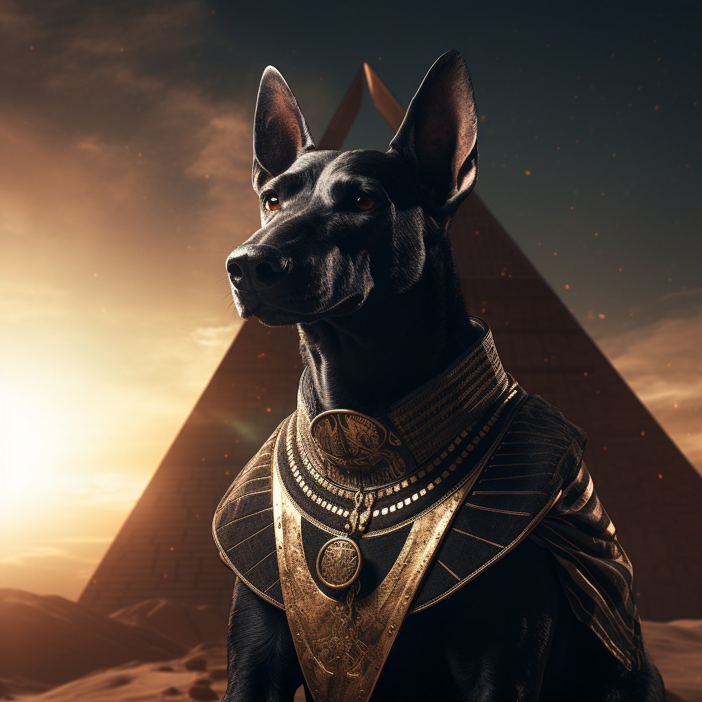 Majestic Anubis overlooking pyramids