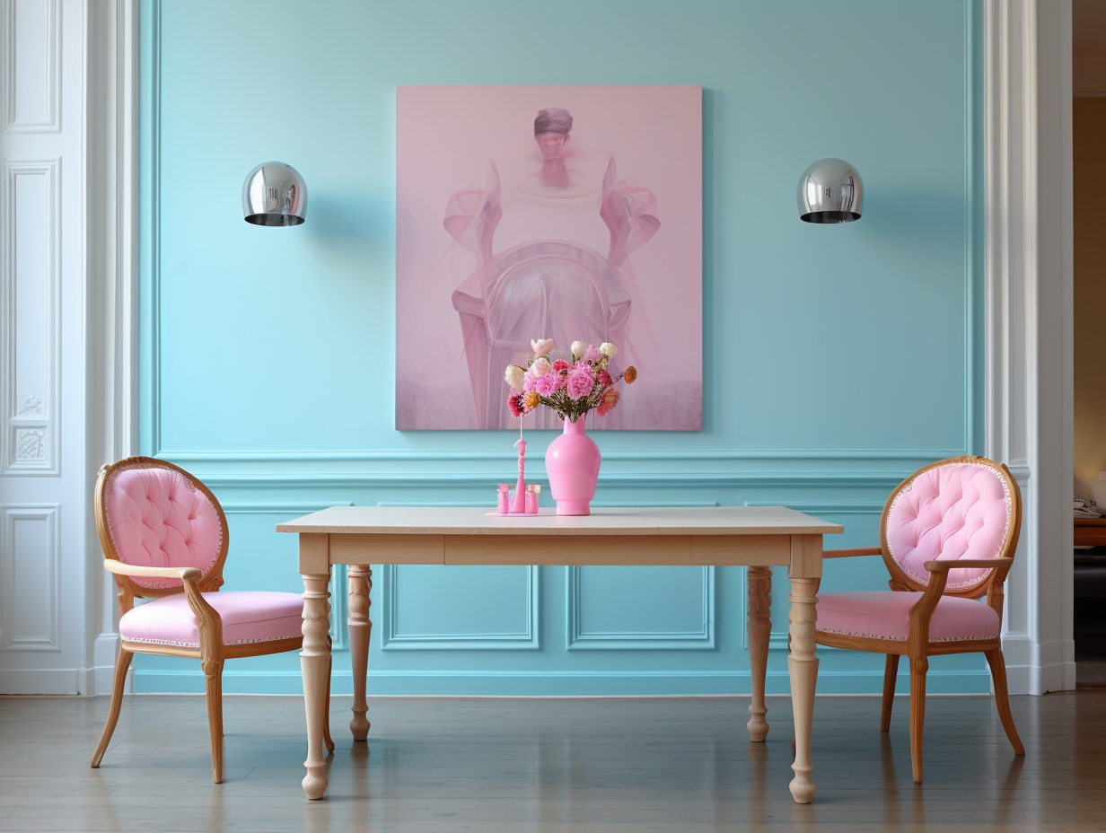 Apartment Dining Table Chairs Pink Sky Blue