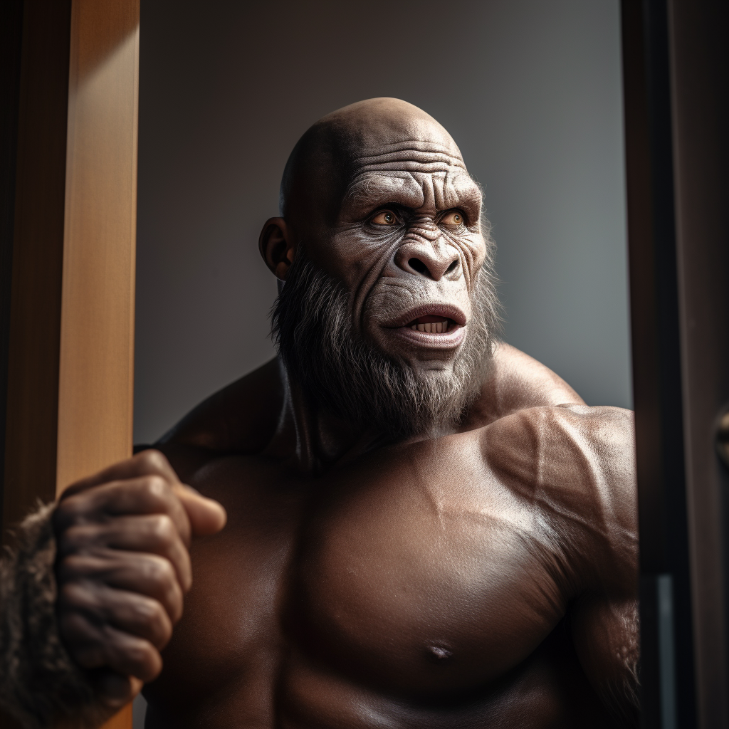 Ape answering door to Dwayne  The Rock  Johnson