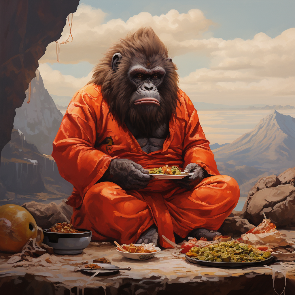 Ape Eating Rice Balls