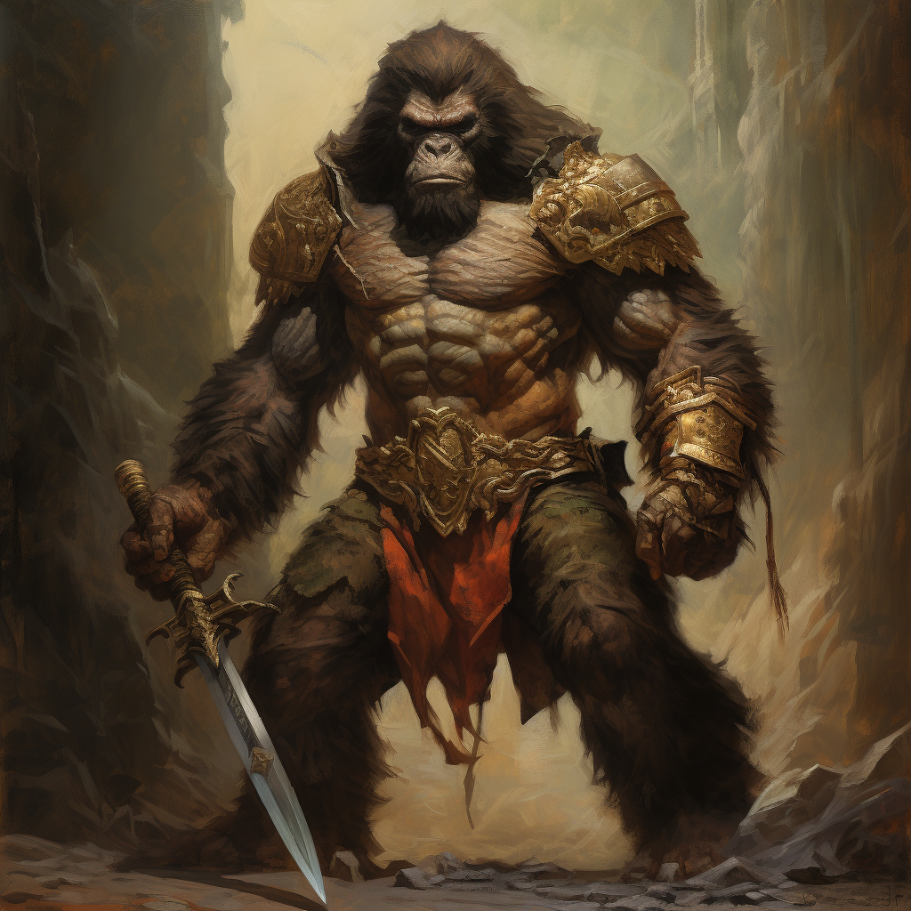 Menacing Ape Warrior Painting