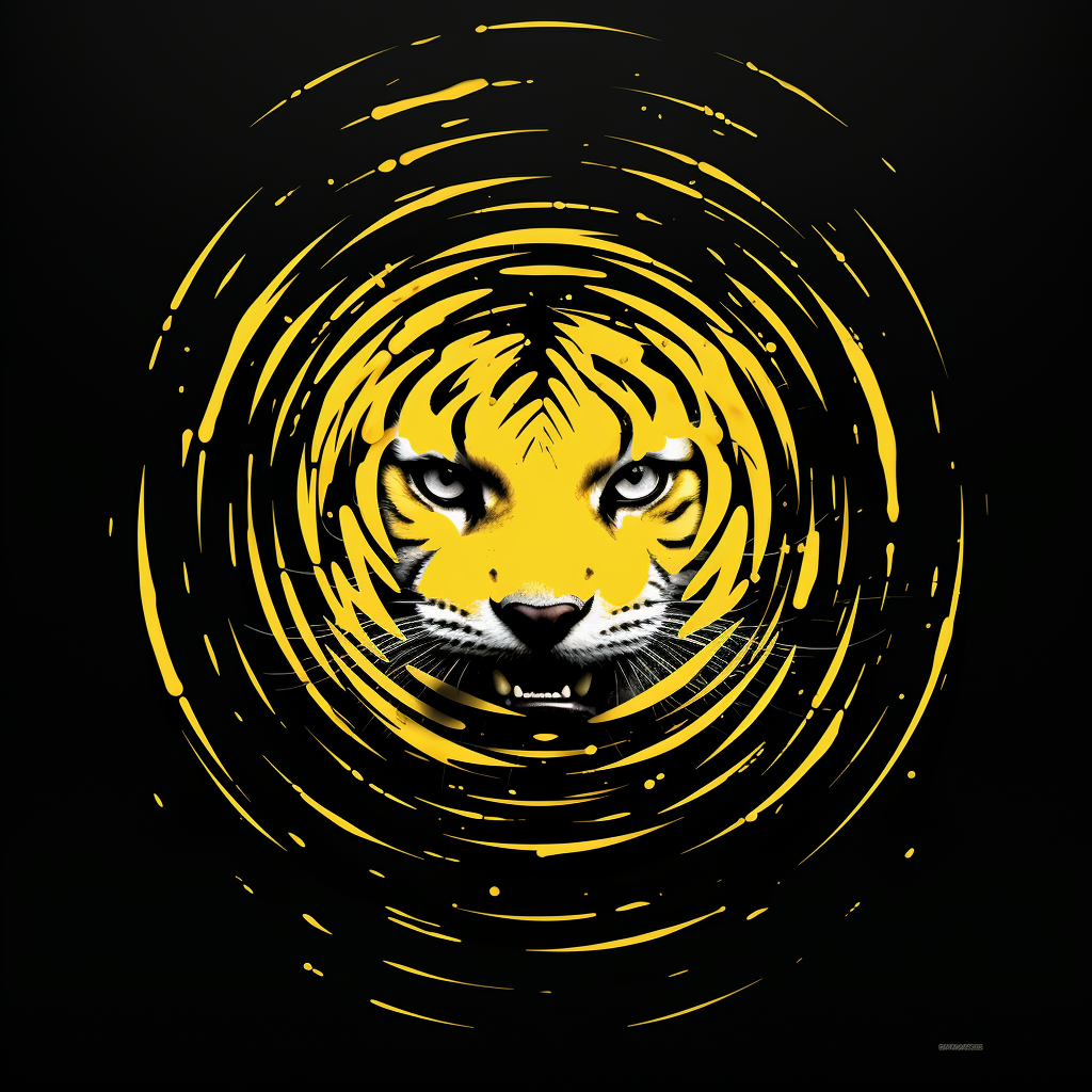 Screaming tiger radiating concentric circles