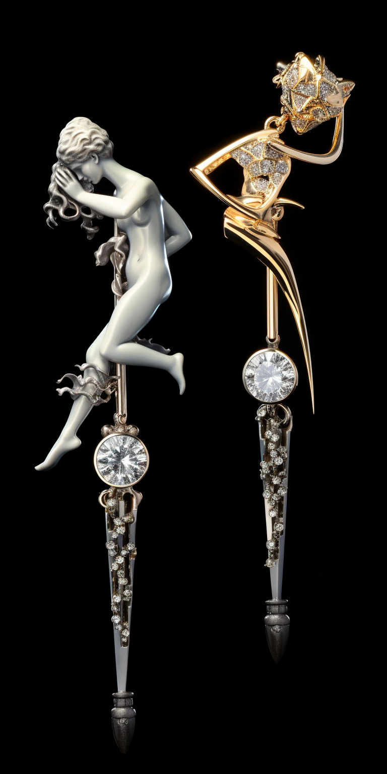 Stunning Apollo and Artemis diamond-studded earring