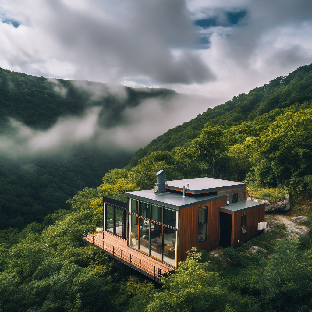 Scenic view of tiny house in Appalachian mountains