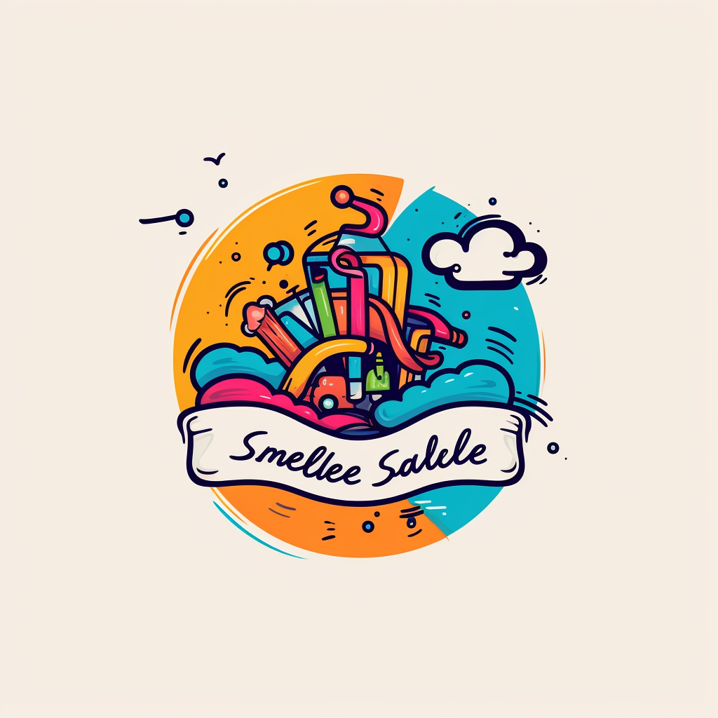 Colorful artist doodle logo for apparel printing