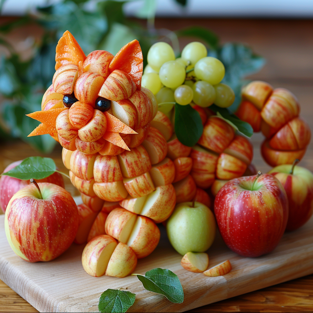 Cute apple cat illustration