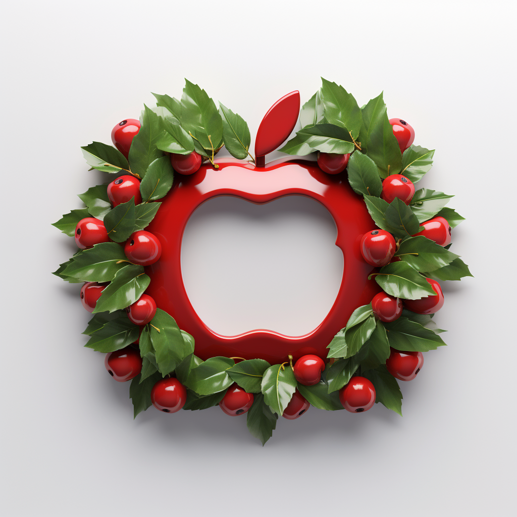 Apple Inc Logo with Christmas Wreaths