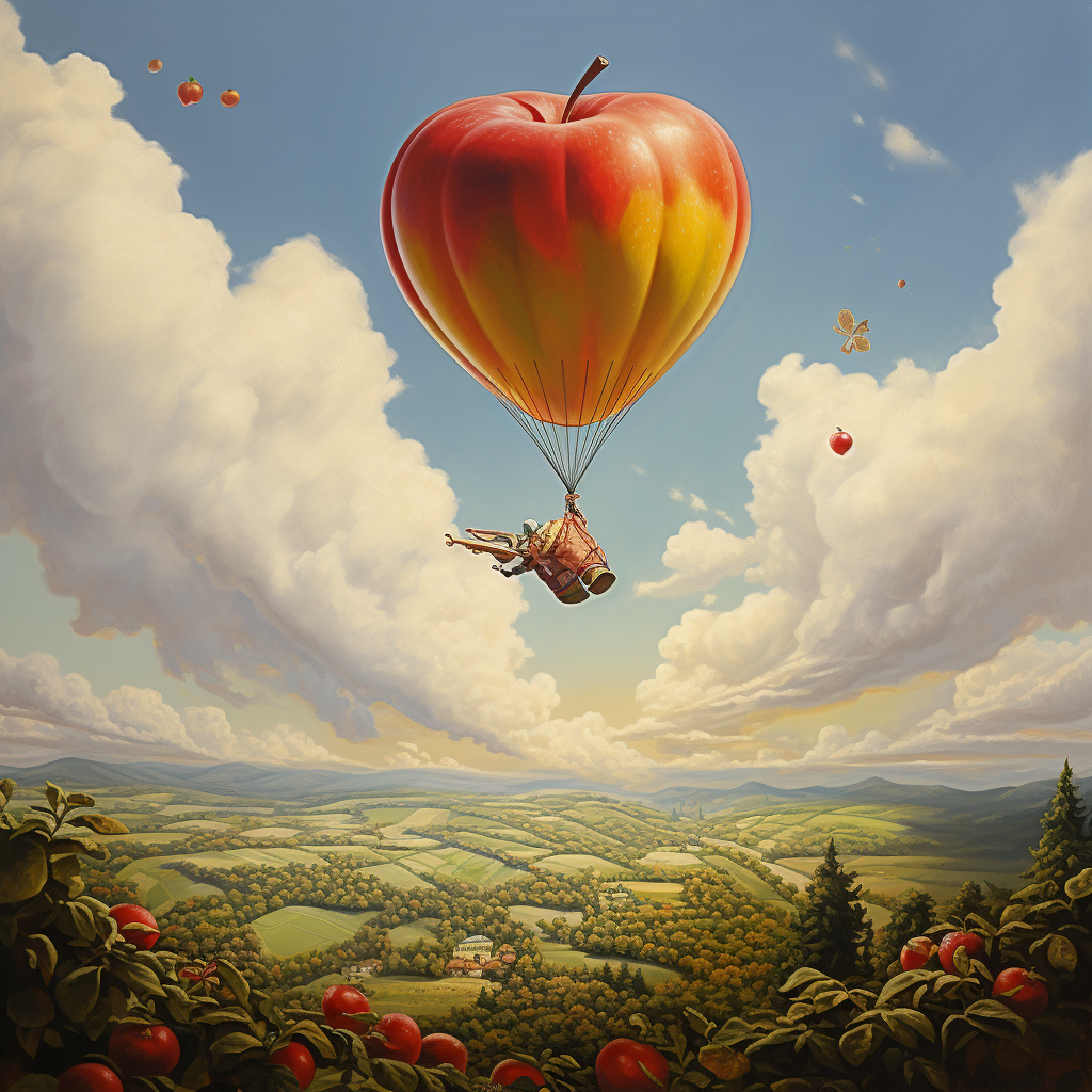 Apple flying with paraglider