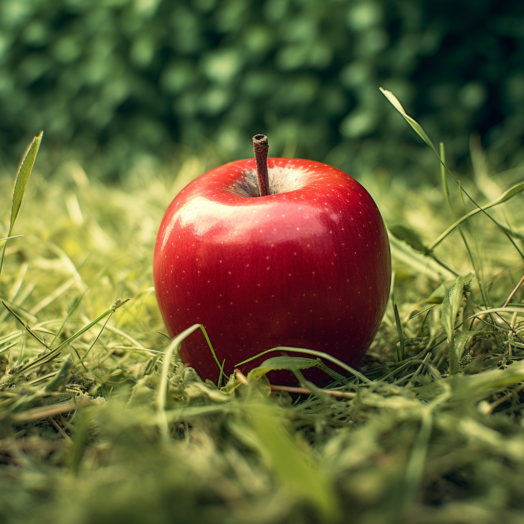 Apple seed on grass