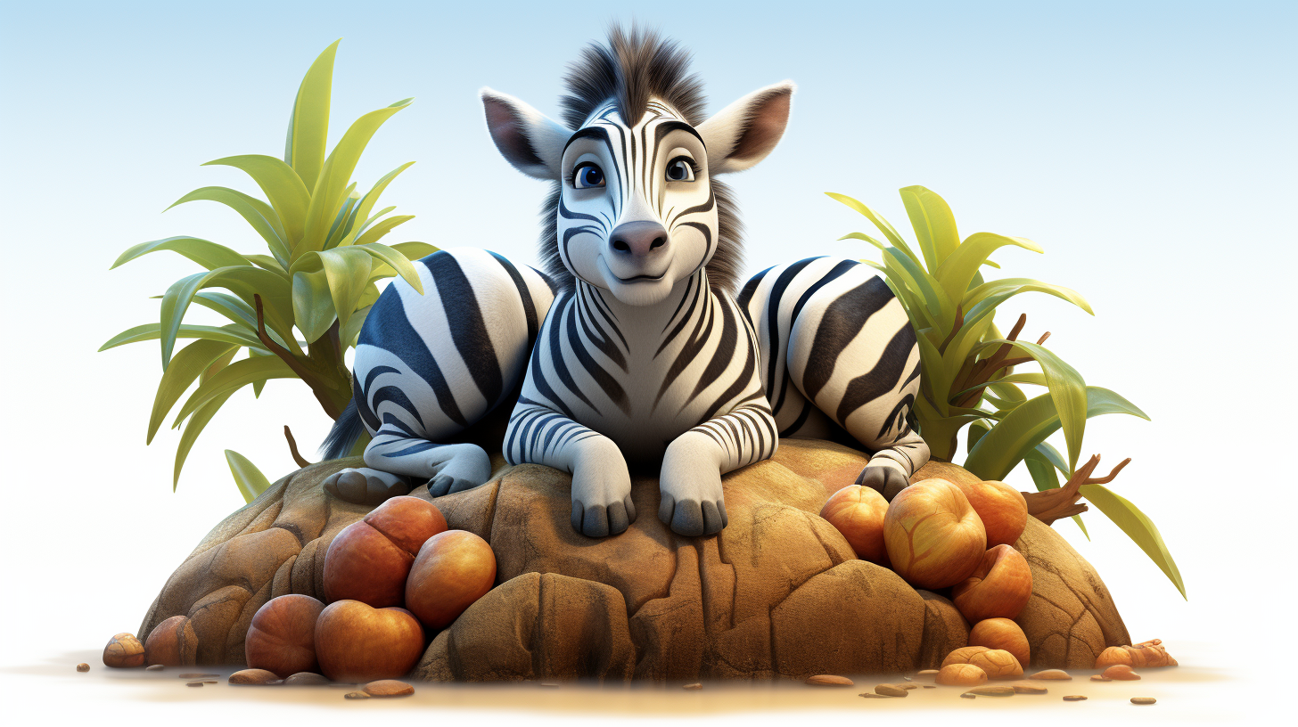 Cartoon Zebra Sleeping on Apple