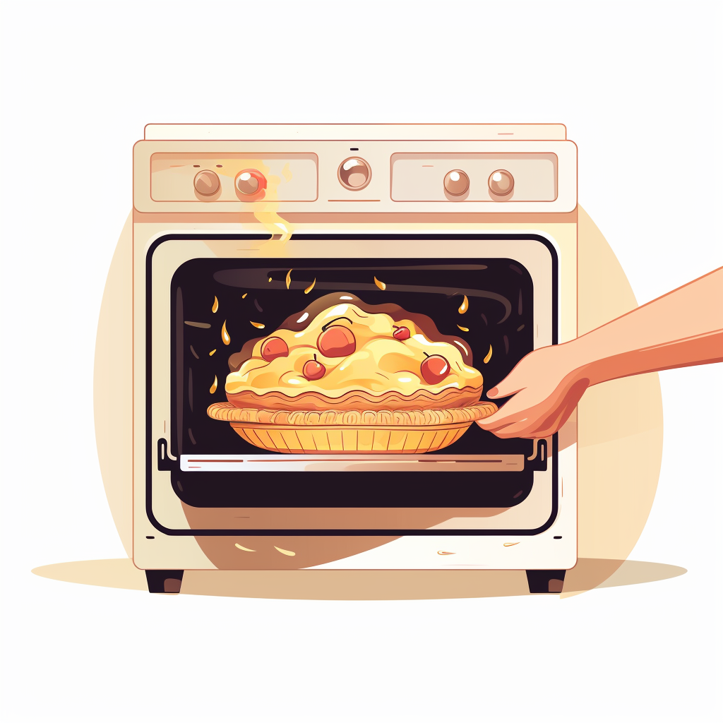 Vector of grabbing an apple pie in oven