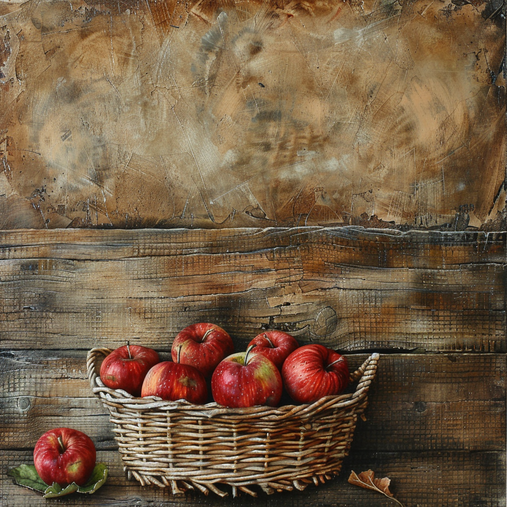 Apples in rustic basket