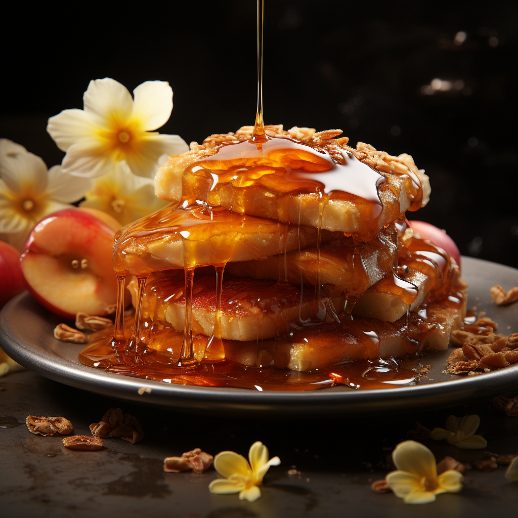 Delicious plate of apples and honey