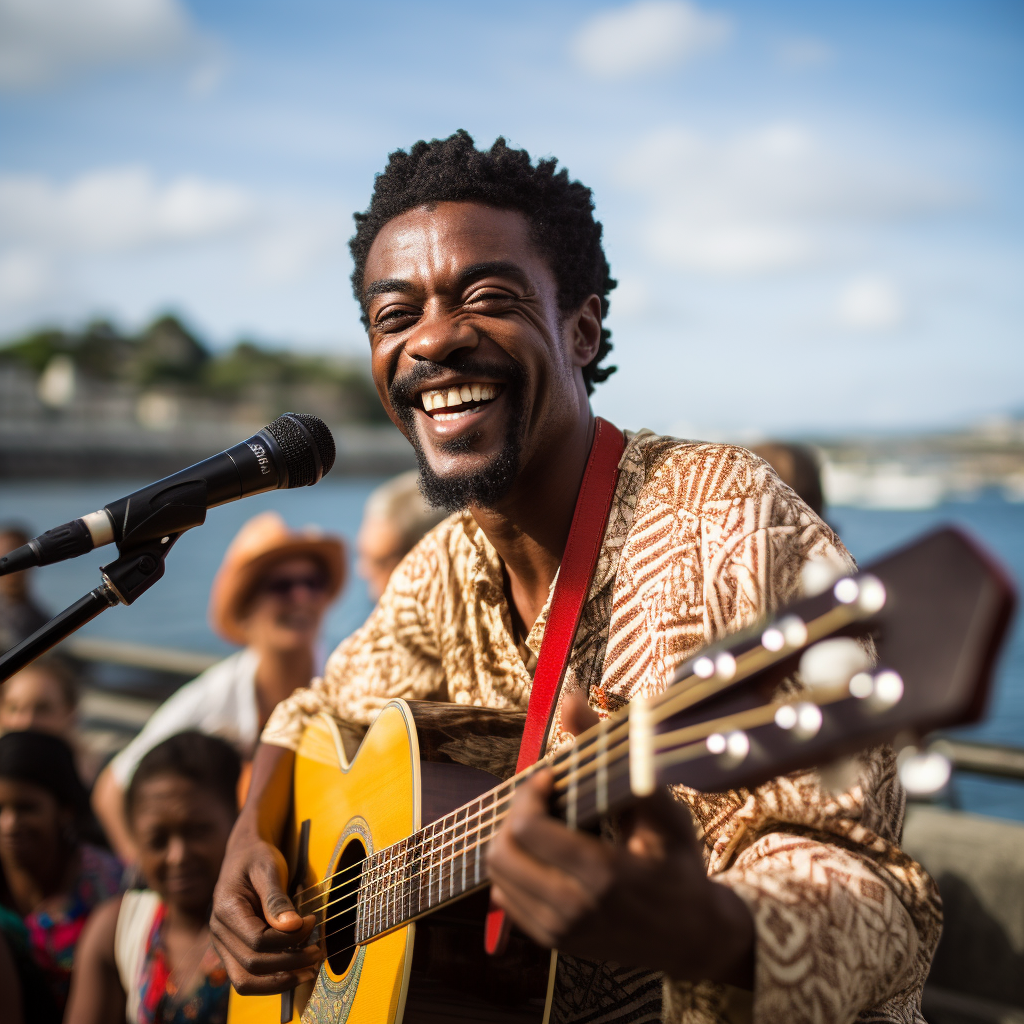 Seu Jorge performing at Cristo Redentor in Rio de Janeiro